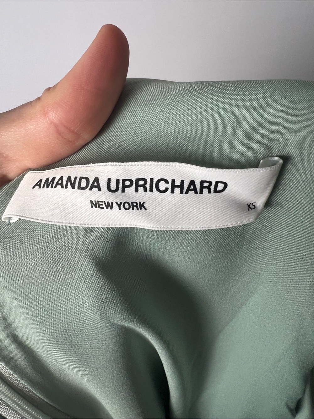 Amanda Uprichard Revolve Alida Mini Wrap Tie Dress Thyme Green XS Balloon Sleeve - Picture 10 of 10
